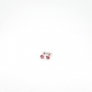 粉紅碧璽925銀鑲耳環-4mm