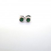 綠透輝925耳環-4mm