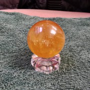 黃方解石水晶球 - 擺件