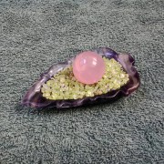 螢石聚寶盆擺件 (粉晶球/橄欖石)