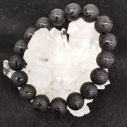 黑曜石磨砂(六字大明咒)12mm手串